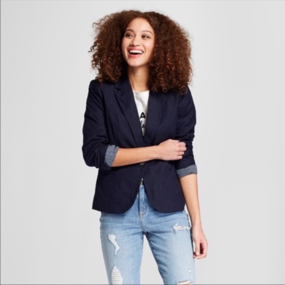 a new day Jackets & Blazers - A New Day Navy Linen Blazer New